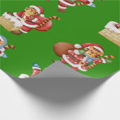 Tigers als kerstman herhalend patroonontwerp cadeaupapier (Hoek)