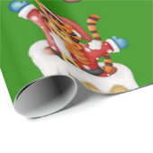 Tigers als kerstman herhalend patroonontwerp cadeaupapier (Rol Hoek)