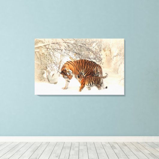 Tigers Canvas Afdruk (Insitu (Houten vloer))