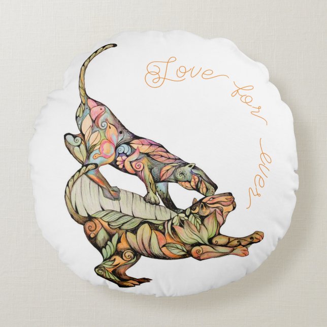 Tigers' dans Love for ever Sierkussen Rond Kussen (Voorkant)