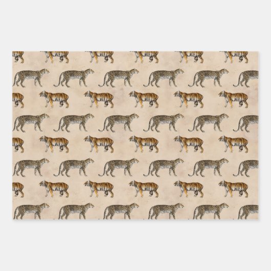 Tigers en luipaarden op Tan Inpakpapier Vel (Voorkant 2)