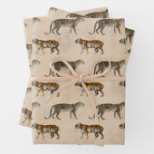 Tigers en luipaarden op Tan Inpakpapier Vel (In situ)