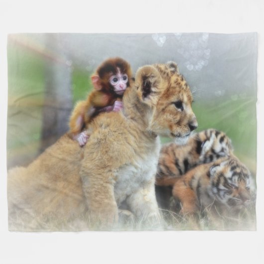 Tigers en monniksluis fleece deken (Voorkant (Horizontaal))