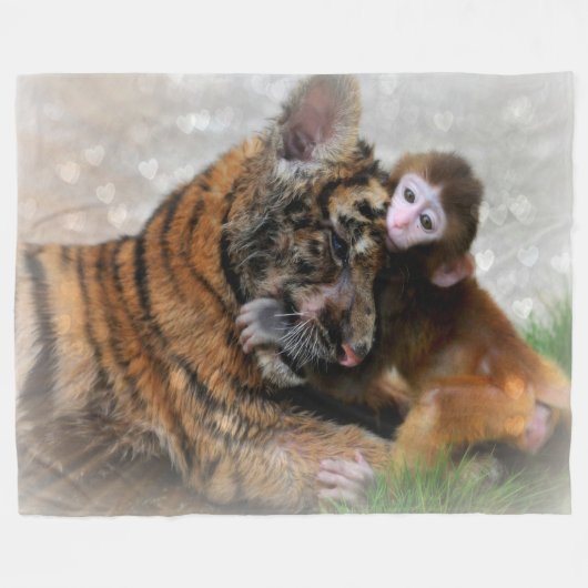Tigers en monniksluis fleece deken (Voorkant (Horizontaal))