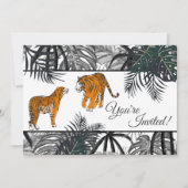 Tigers en Palm Fronds Tropische Oerwoud bruiloft Kaart (Voorkant)