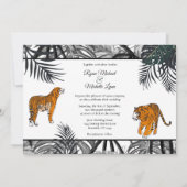 Tigers en Palm Fronds Tropische Oerwoud bruiloft Kaart (Achterkant)