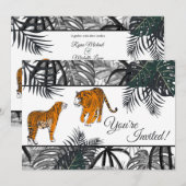 Tigers en Palm Fronds Tropische Oerwoud bruiloft Kaart (Voorkant / Achterkant)
