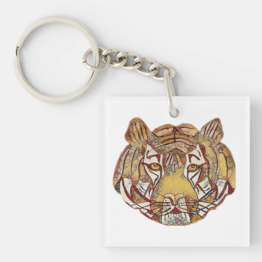 Tiger's Face Key Ring Sleutelhanger (Voorkant)