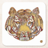 Tiger's Face Square Paper Coaster Kartonnen Onderzetters (Voorkant)
