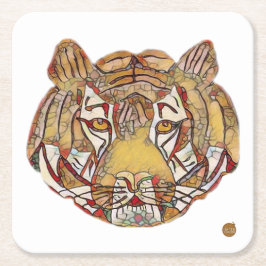Tiger's Face Square Paper Coaster Kartonnen Onderzetters