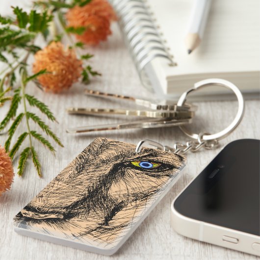 Tiger's Gaze Acryl Sleutelhanger (Voorkant Rechts)