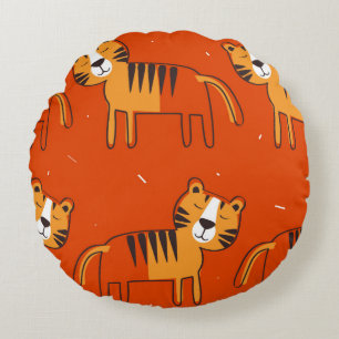 Tigers, hand drawn backdrop. Colorful seamless pat Rond Kussen