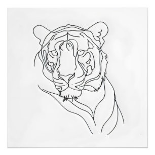 Tiger's Head Line Art Foto Afdruk