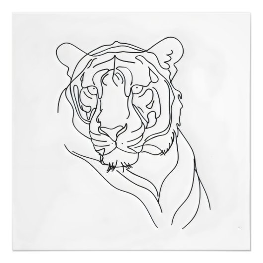 Tiger's Head Line Art Foto Afdruk (Voorkant)