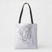 Tiger's Head Line Art Tote Bag (Voorkant)