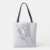 Tiger's Head Line Art Tote Bag (Achterkant)