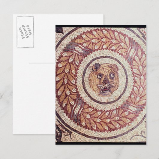 Tiger's hoofd, Romeinse mozaïek, begin 4e eeuw Briefkaart (Voorkant / Achterkant)