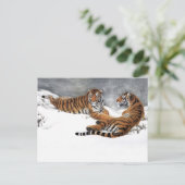 Tigers in de sneeuw, klassieke Chinese kunst Briefkaart (Staand voorkant)