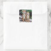Tigers, male and female, vierkante sticker (Tas)