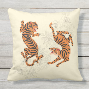 Tigers met torenbloem buitenkussen