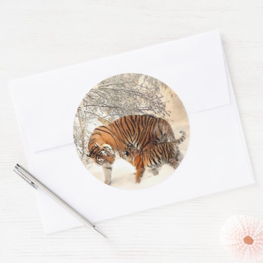 Tiger's moeder ronde sticker (Envelop)
