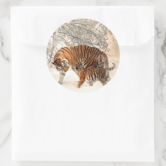 Tiger's moeder ronde sticker (Tas)