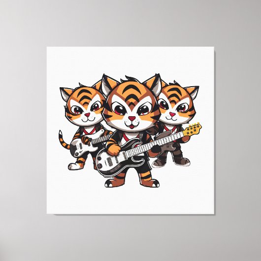 Tigers Playing Band Canvas Afdruk (Voorkant)