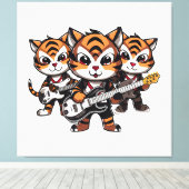 Tigers Playing Band Canvas Afdruk (Insitu (Houten vloer))