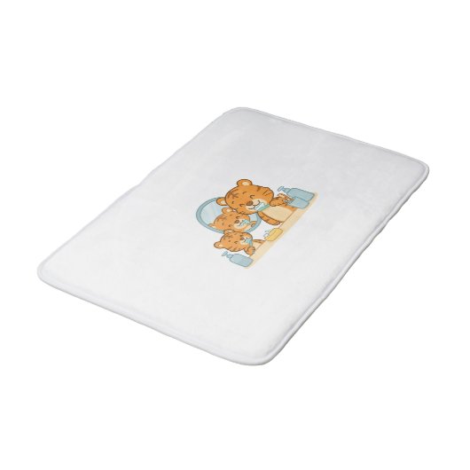 Tigers poetsen - Schattigee ochtendroutine Badmat (Gekanteld)