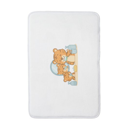 Tigers poetsen - Schattigee ochtendroutine Badmat (Voorkant Verticaal)