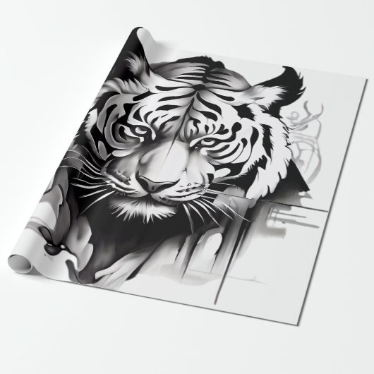 Tigers Portret met een prachtig ontwerp Cadeaupapier (Uitgerold)
