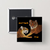 Tigers Purrfect Love Vierkante Button 5,1 Cm (Voorkant /achterkant)