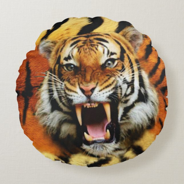 Tiger's roar rond kussen (Voorkant)