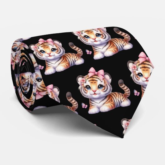 Tigers Schattig Kawaii Cute Stropdas (Opgerold)