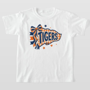 Tigers Sportteam Oranje en Blauwe Gingham Wimpel T-shirt