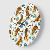 Tigers Tropische bladeren:  illustratie. Grote Klok (Hoek)