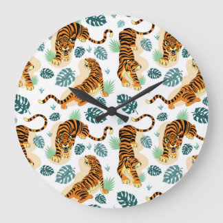 Tigers Tropische bladeren: illustratie. Grote Klok