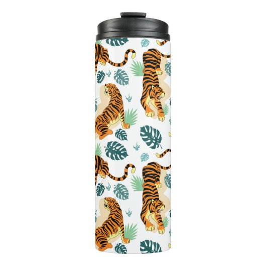 Tigers Tropische bladeren:  illustratie. Thermosbeker (Voorkant)