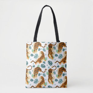 Tigers Tropische bladeren: illustratie. Tote Bag