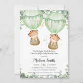 Tigers Twins Greenery Gender Neutral Baby shower Kaart (Voorkant)