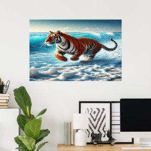 Tigers Wilde Oceaanagressie Poster
