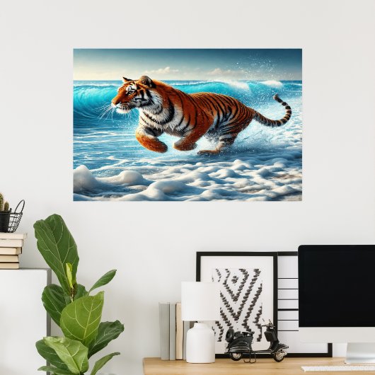 Tigers Wilde Oceaanagressie Poster (Thuiskantoor)