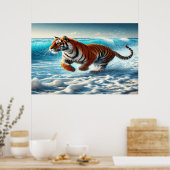Tigers Wilde Oceaanagressie Poster (Keuken)