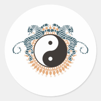Tigers & Yin Yang Ronde Sticker