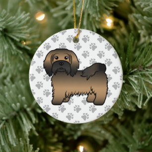 Tigervlekken Havanese Mooie Cartoon Hond Illustrat Keramisch Ornament
