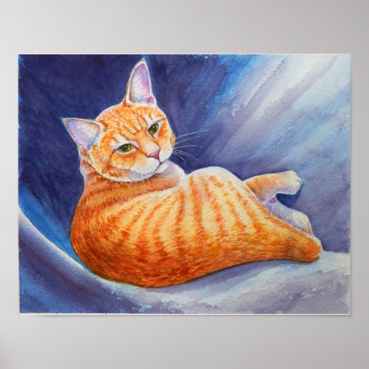 Tigg van Ahimsa Oranje Poster met tablet (Voorkant)
