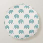 Tiggroen Mooie Olifantpatroon Rond Kussen (Achterkant)