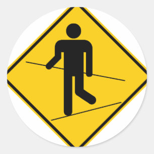 Tightrope Walker Zone Highway Sign Ronde Sticker