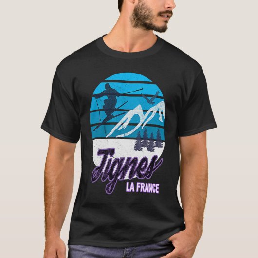 Tignes France French Alps Ski Resort Snowboarding  T-shirt (Voorkant)