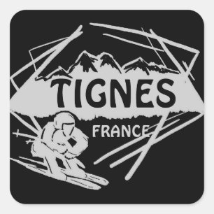 Tignes France zwarte grijze ski logo stickers